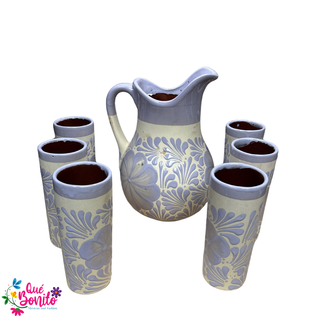 Pitcher with Six Cups Led Free Handcrafted Very Unique