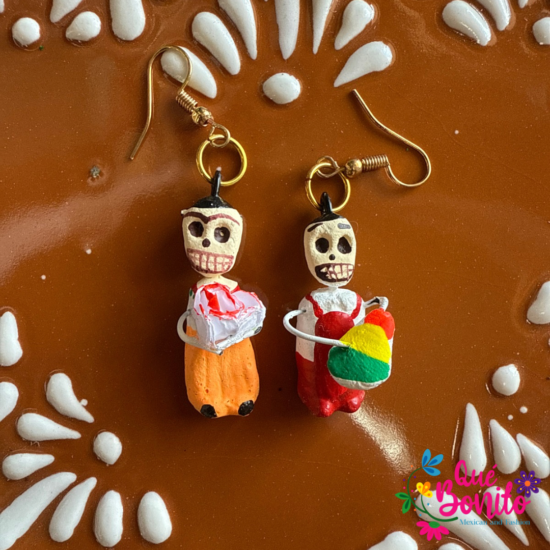 Calaverita Earrings Made from Clay and Hand Painted.