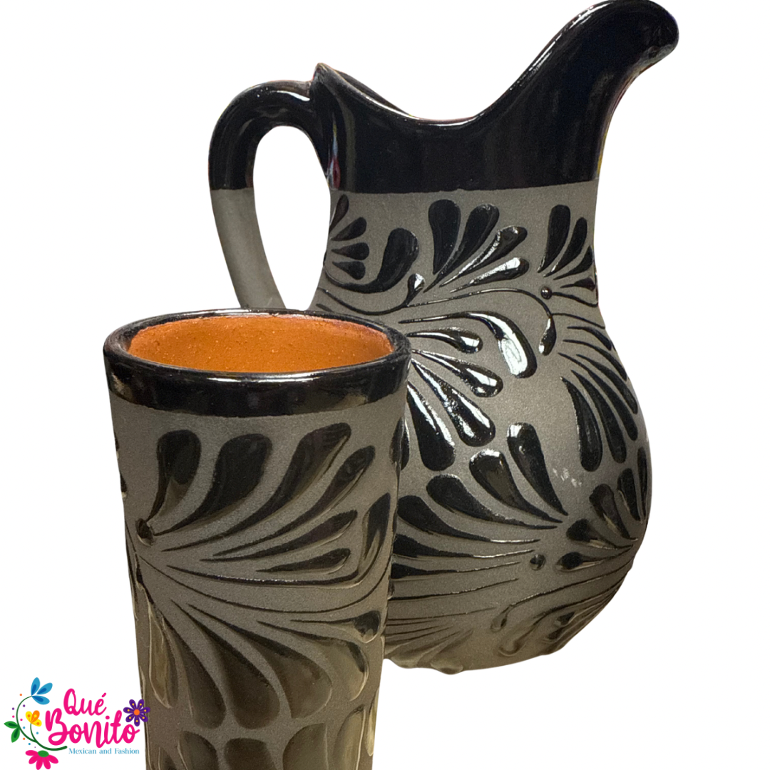 Pitcher with Six Cups Lead Free Handcrafted Each Set is Very Unique