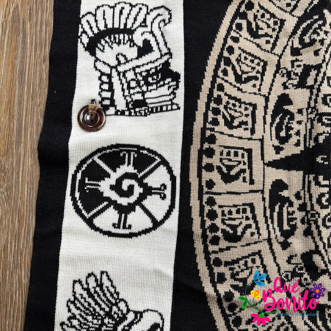 Aztec calendar Poncho with Fleece Unisex Onesize