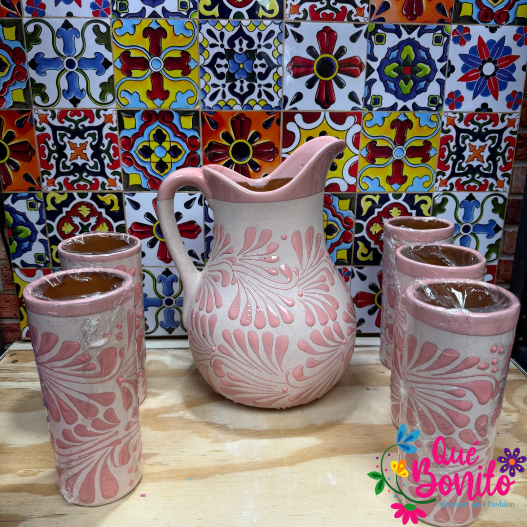 Pitcher with Six Cups Led Free Handcrafted Very Unique