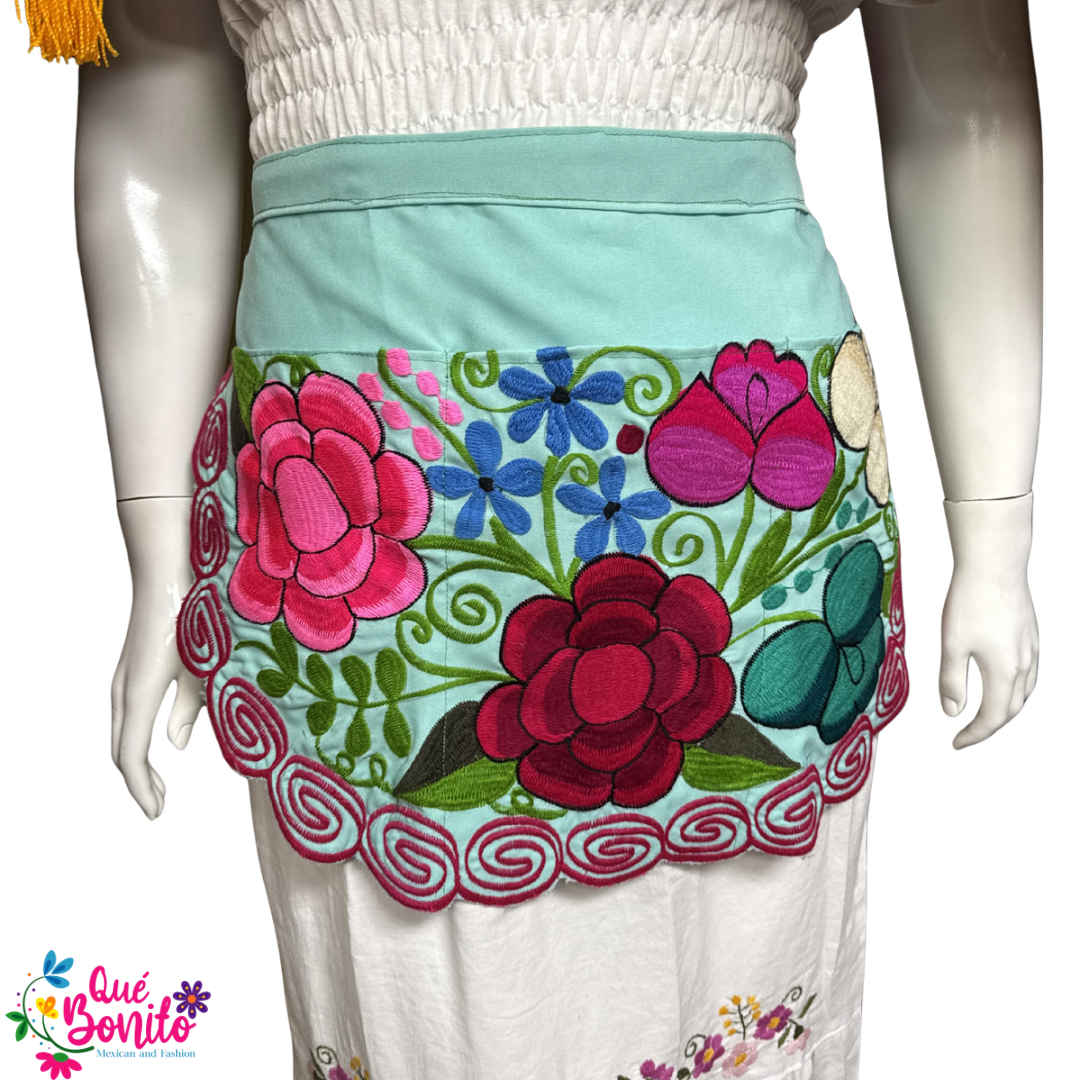 Floral Half Apron One Size with Adjustable Straps