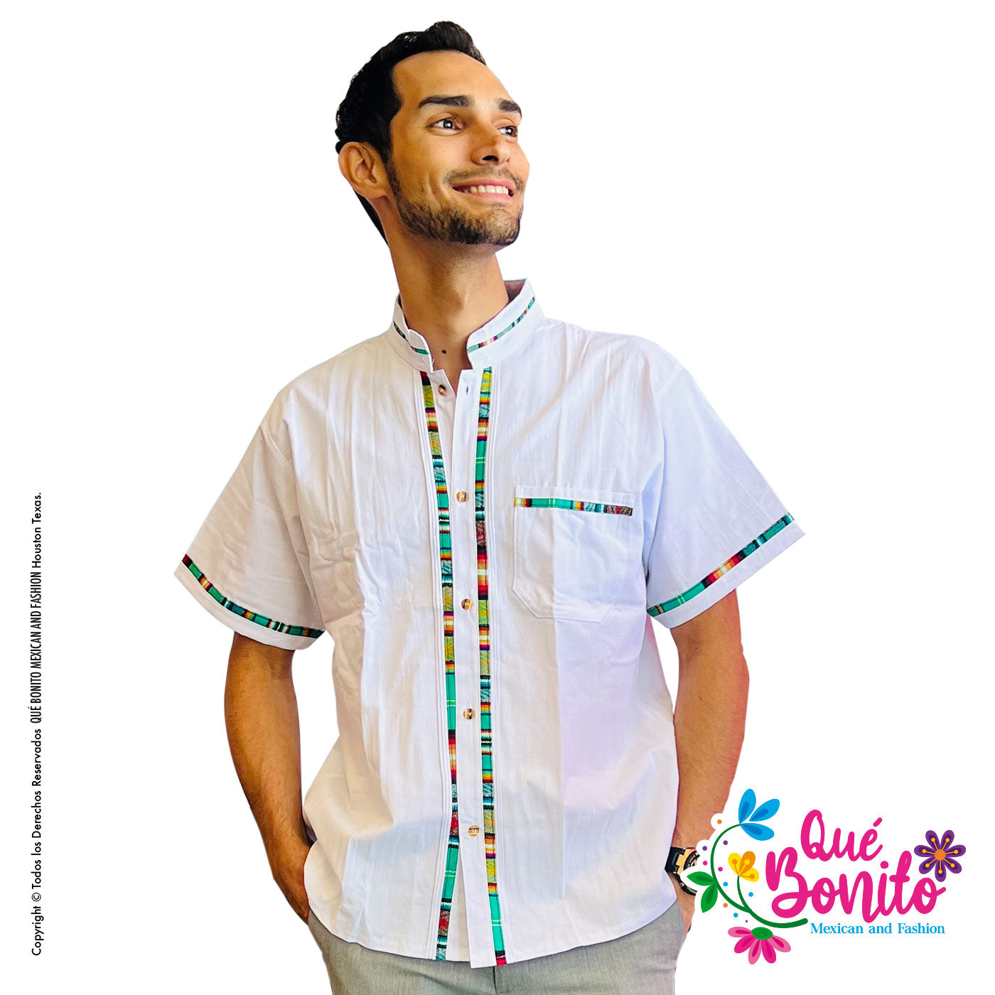White Mexican shirt Que Bonito Mexican and Fashion