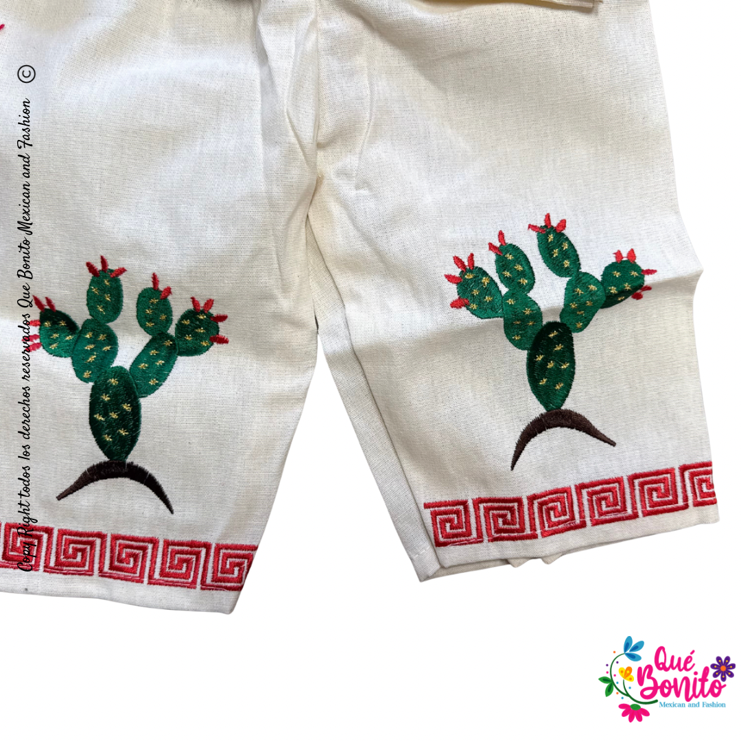 Set of Pants,  Embroidered Guadalupano for Boys Cotton.