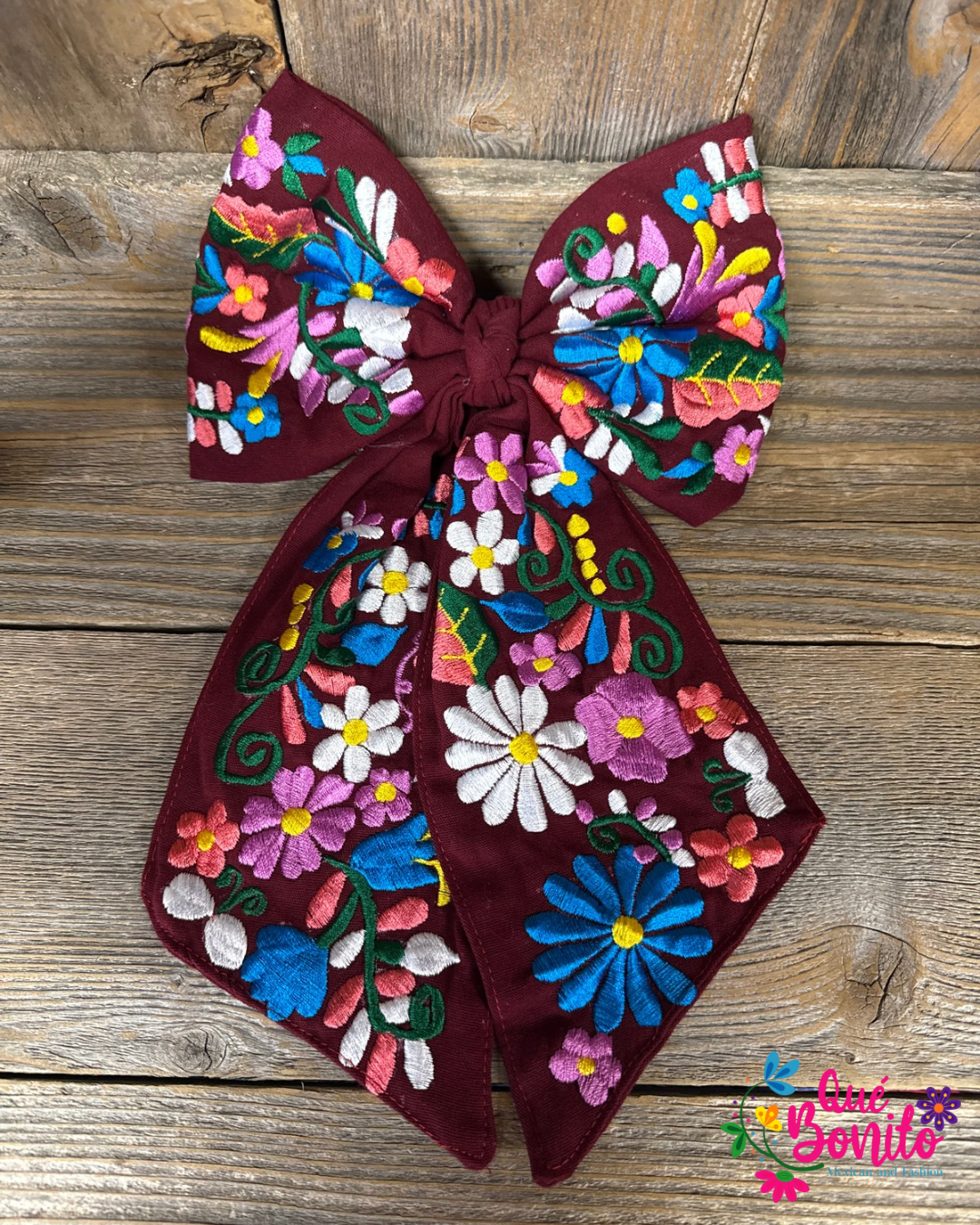 Large Embroidered Bow with Clip
