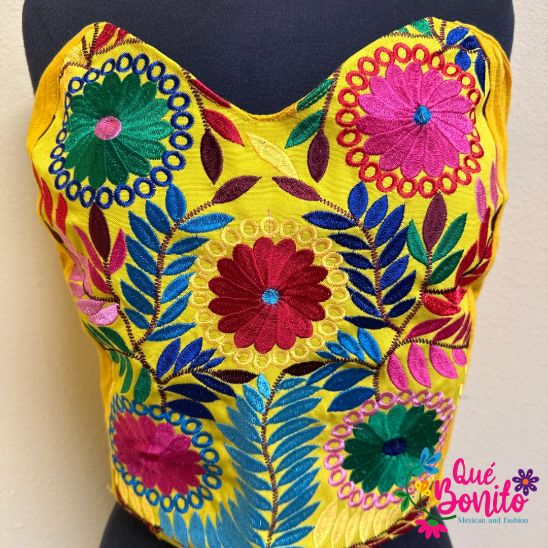 Embroidered Corset One Size Que Bonito Mexican and Fashion
