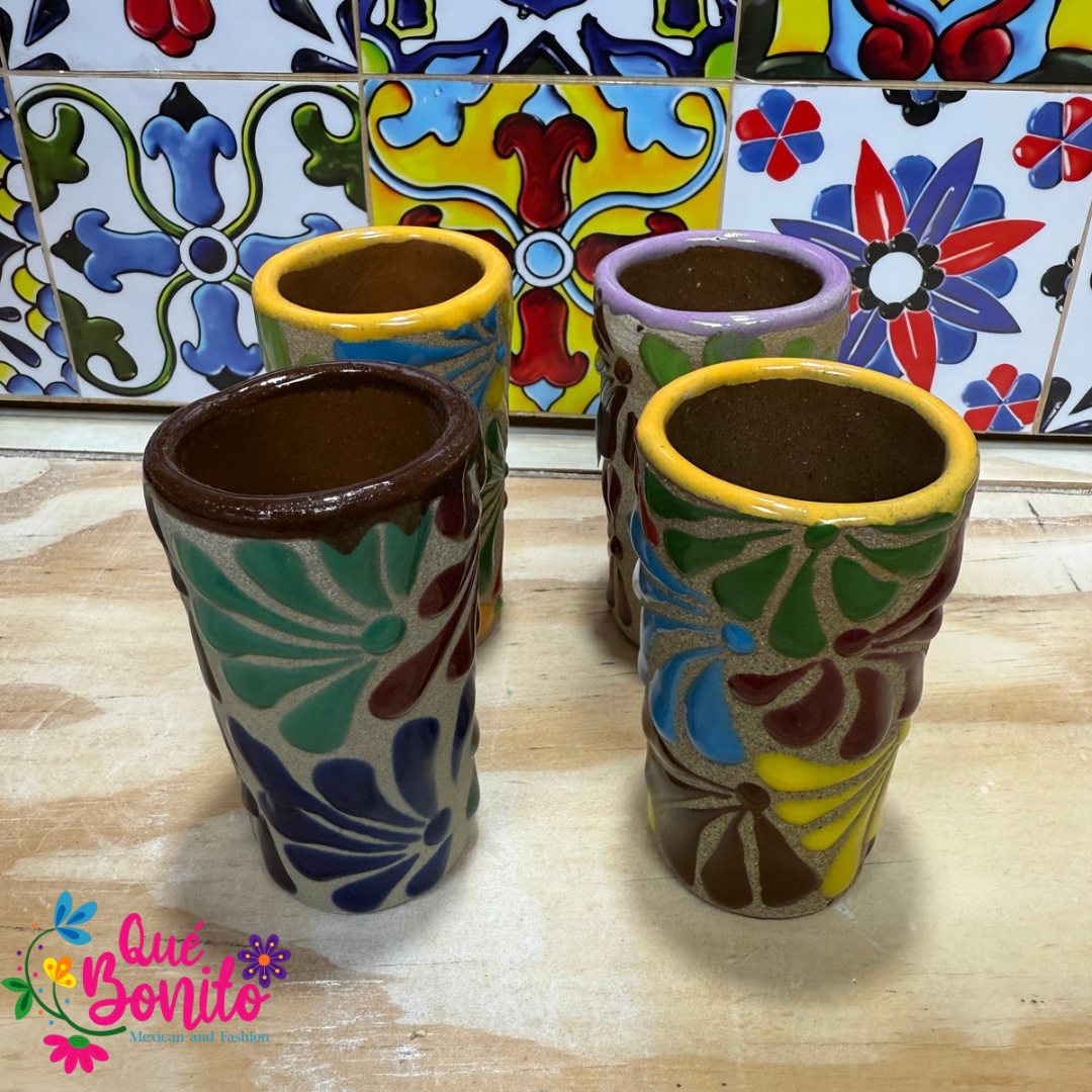 Set of 4 Handcrafted Tequila Shot Colorful and Soft Pink