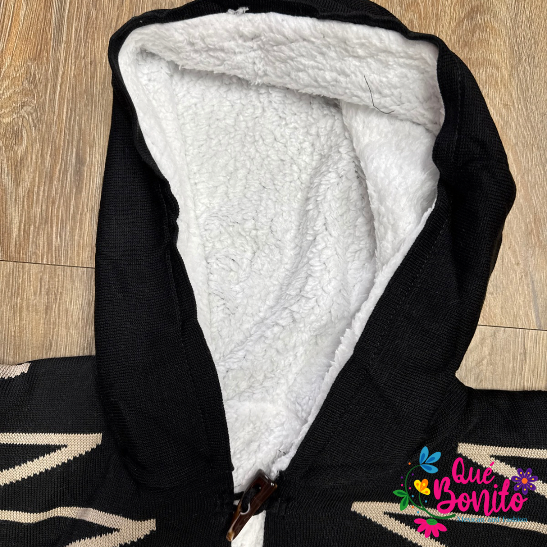 Aztec calendar Poncho with Fleece Unisex Onesize