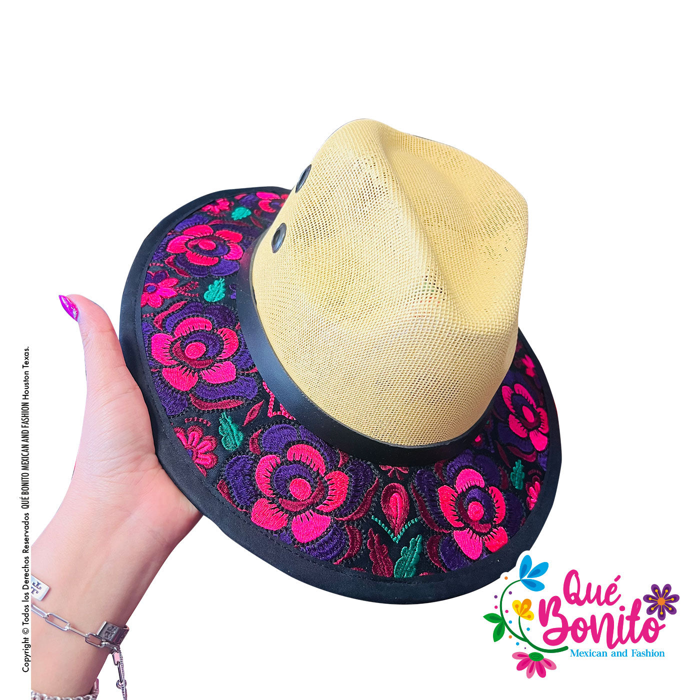 Xiomara Hot Pink Floral Hat Que Bonito Mexican and Fashion
