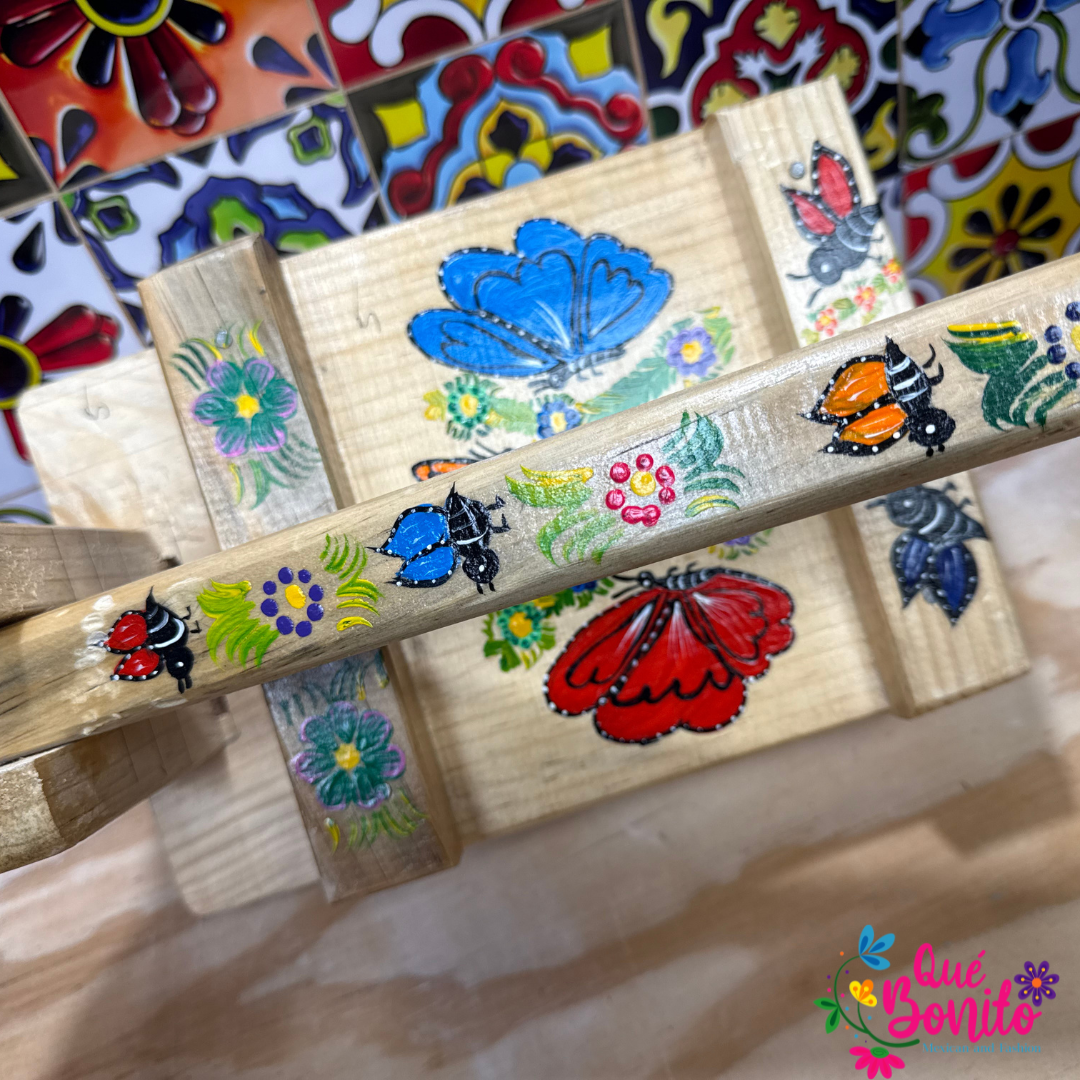 Tortillera Press Wood Hand Painted