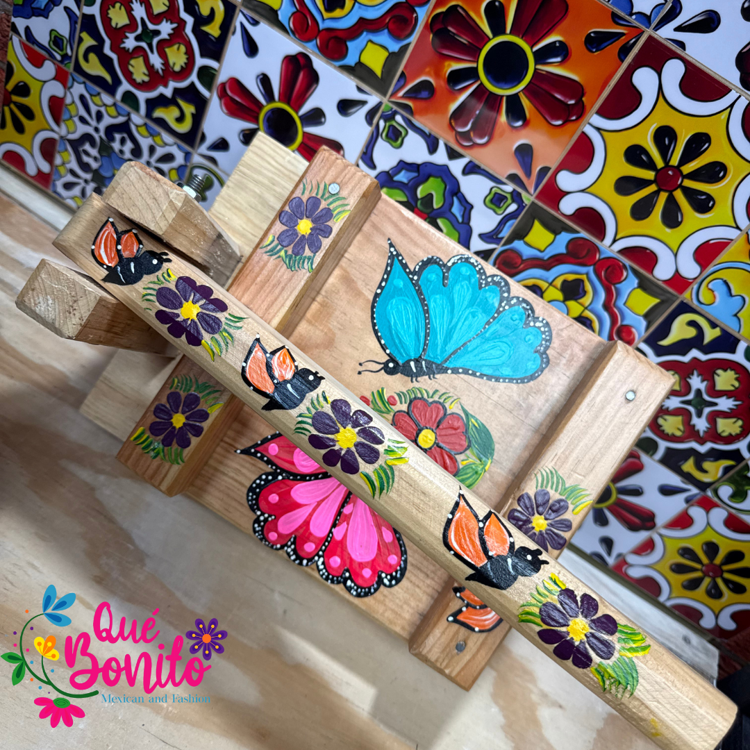 Tortillera Press Wood Hand Painted