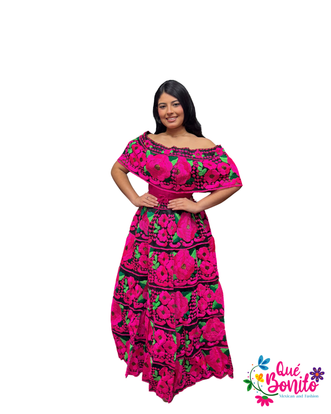 Chiapas Floral Long Hand Embroidered Party Dress