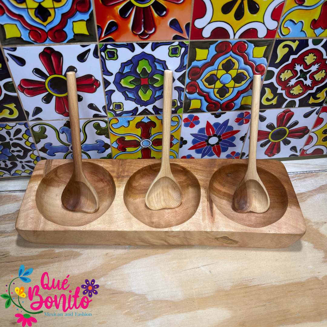 Wood Recipient for Salsa or Snacks Hand Crafted.