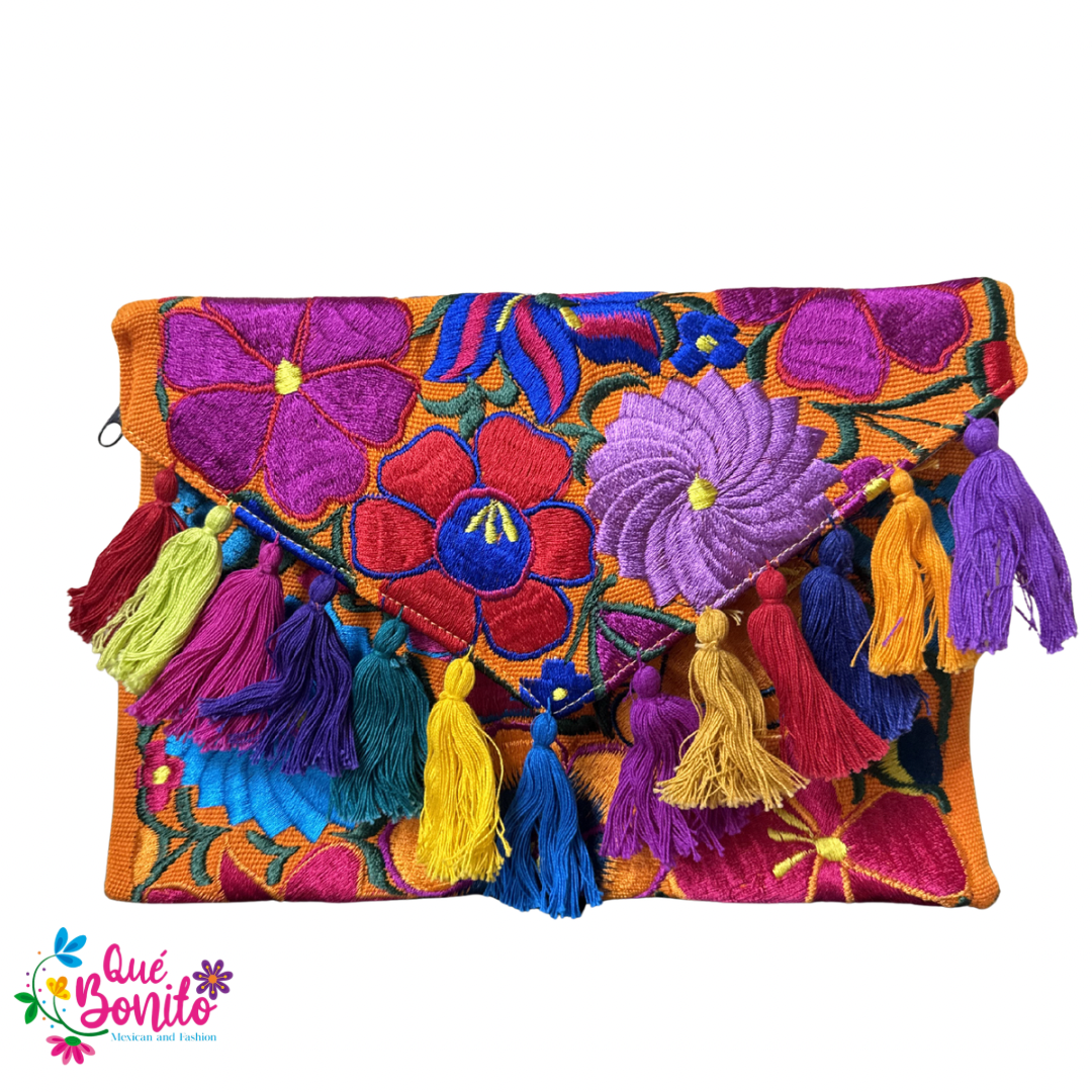 Embroidered Crossbody clutch Que Bonito Mexican and Fashion