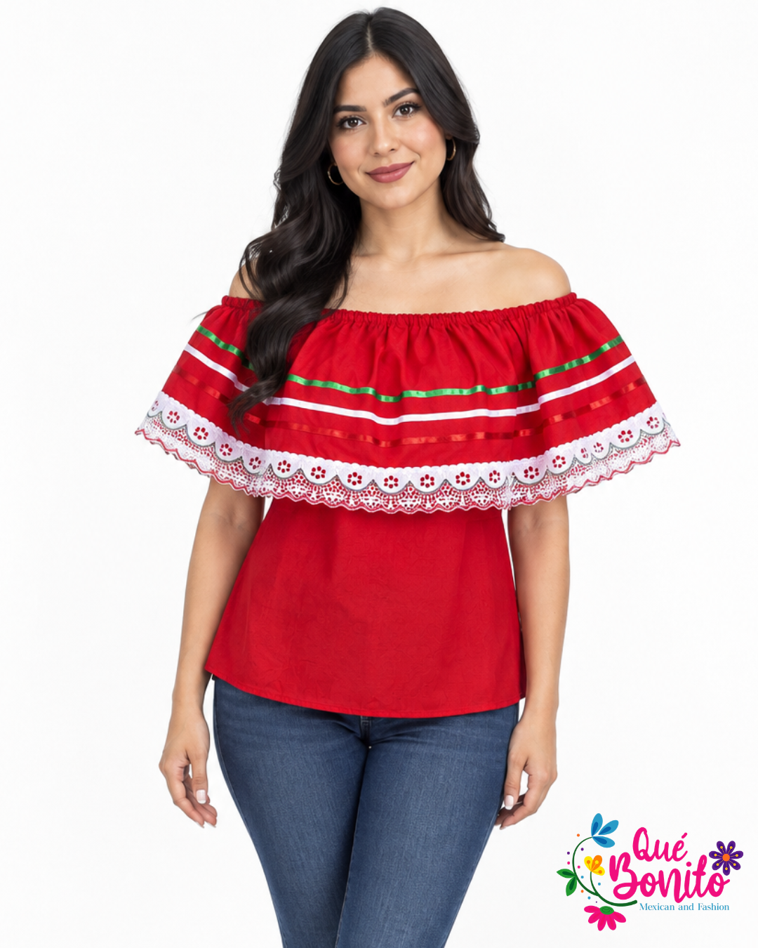 Traditional Campesina with Ribbons Que Bonito Mexican and Fashion