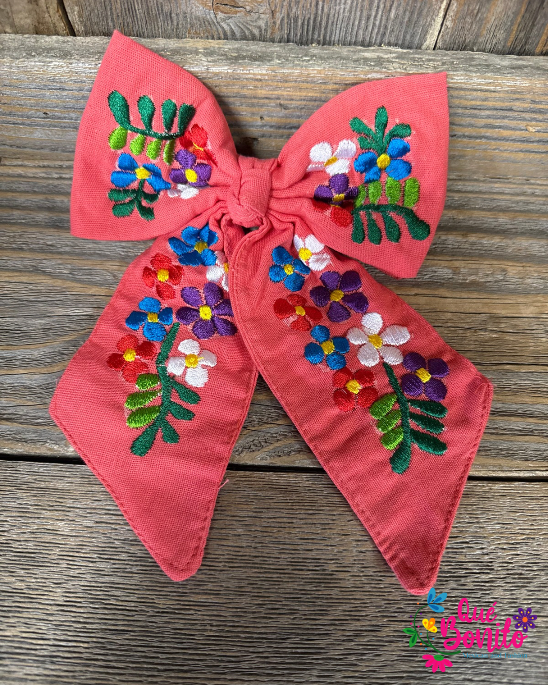 Embroidered Medium Bow with Clip