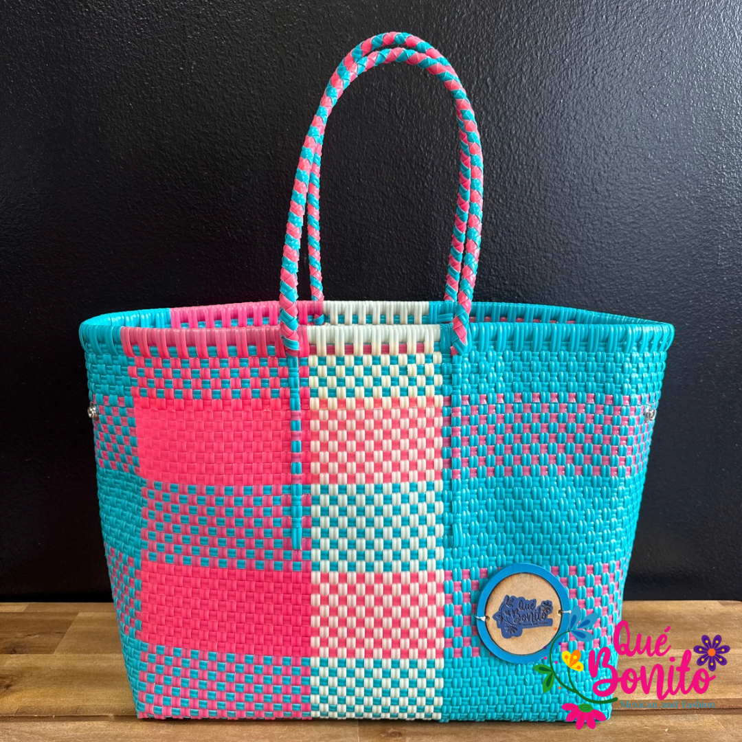 Hand Made Hand Bags Woven Recicled Plastic Que Bonito Mexican and Fashion