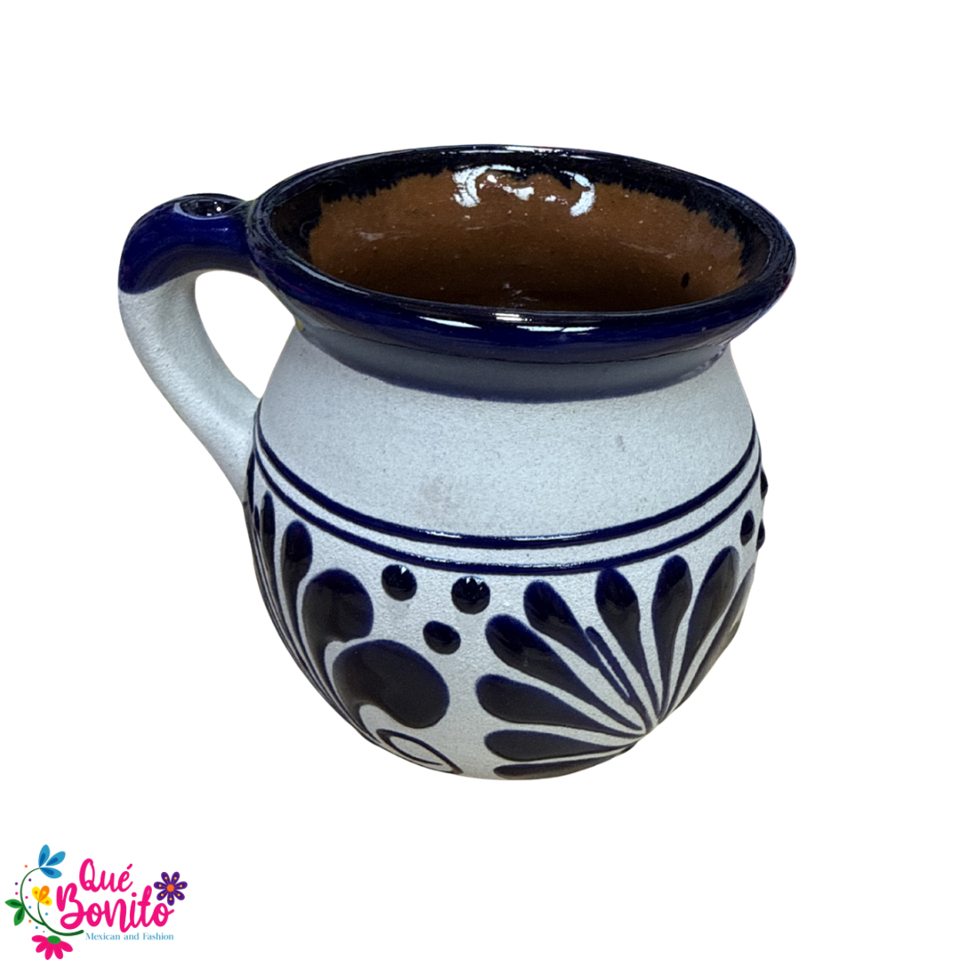 Traditional Cup for Hot Chocolate, Coffe or Tea Handcrafted Lead Free Royal Blue and White