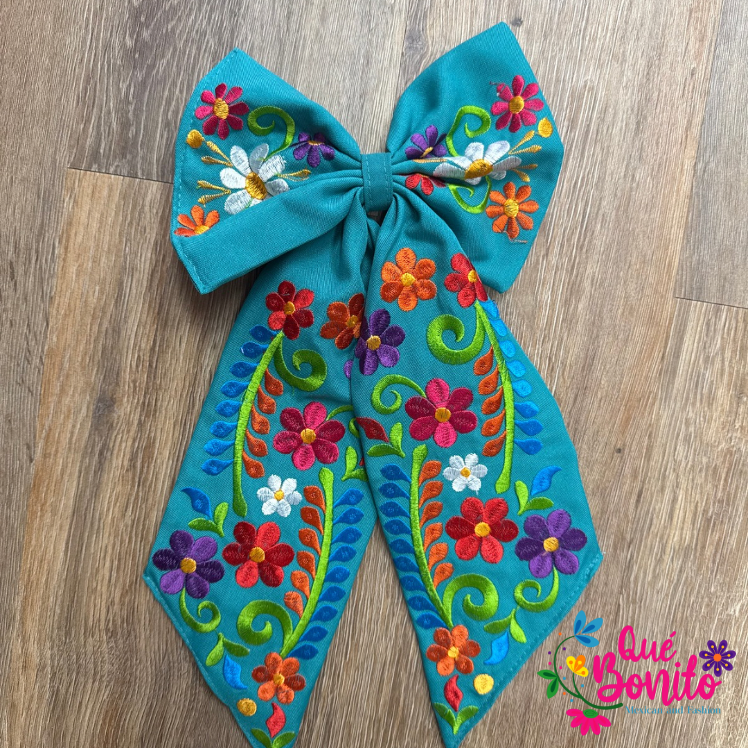 Large Embroidered Bow with Clip