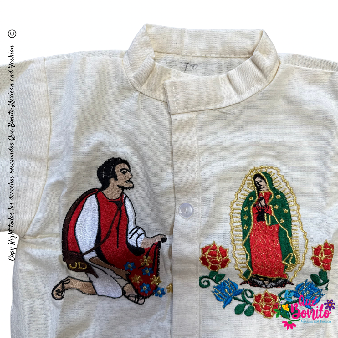Set of Pants,  Embroidered Guadalupano for Boys Cotton.