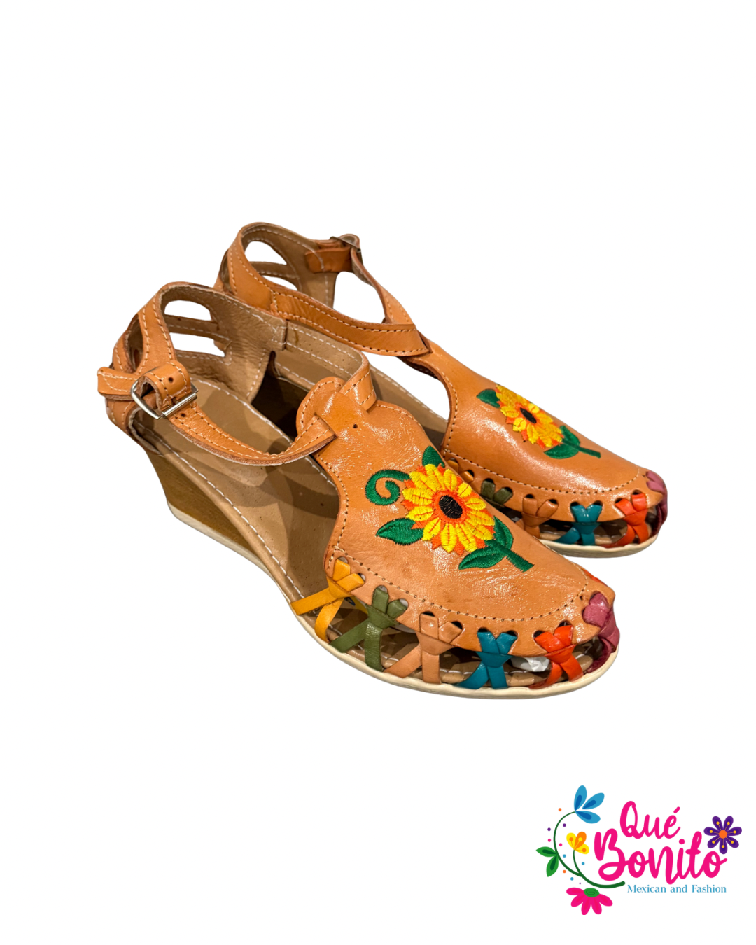 Sunflower Heel Embroidered Leather