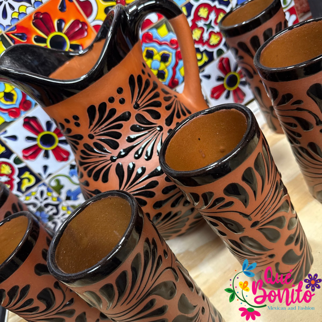 Pitcher with Six Cups Led Free Handcrafted Very Unique