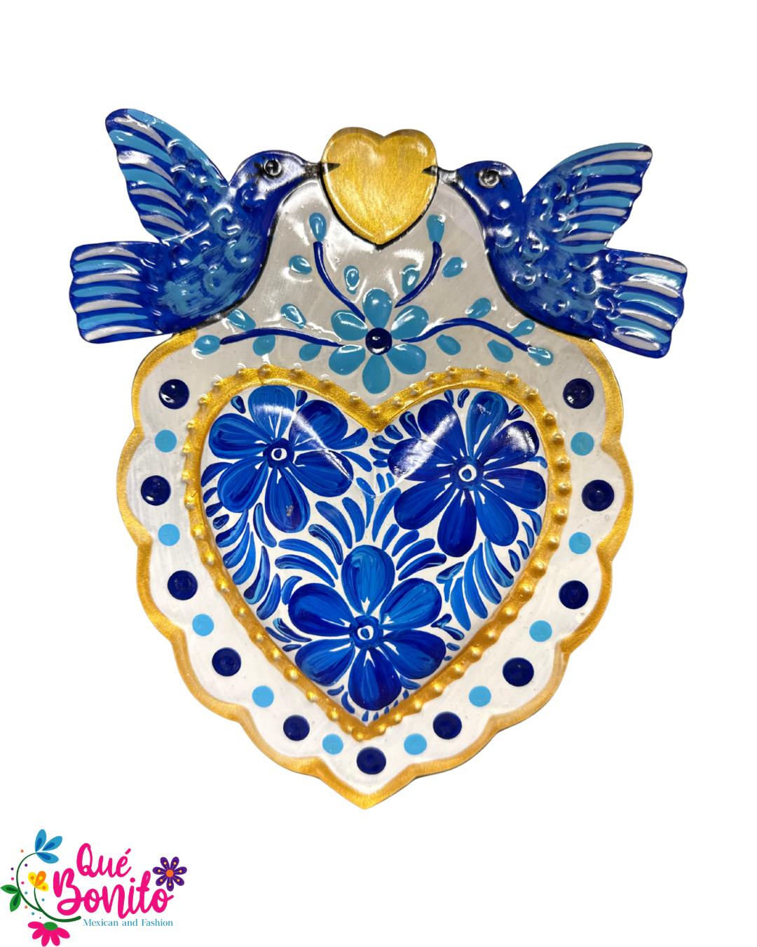 Heart Milagro Hand Painted and Crafted Metal.