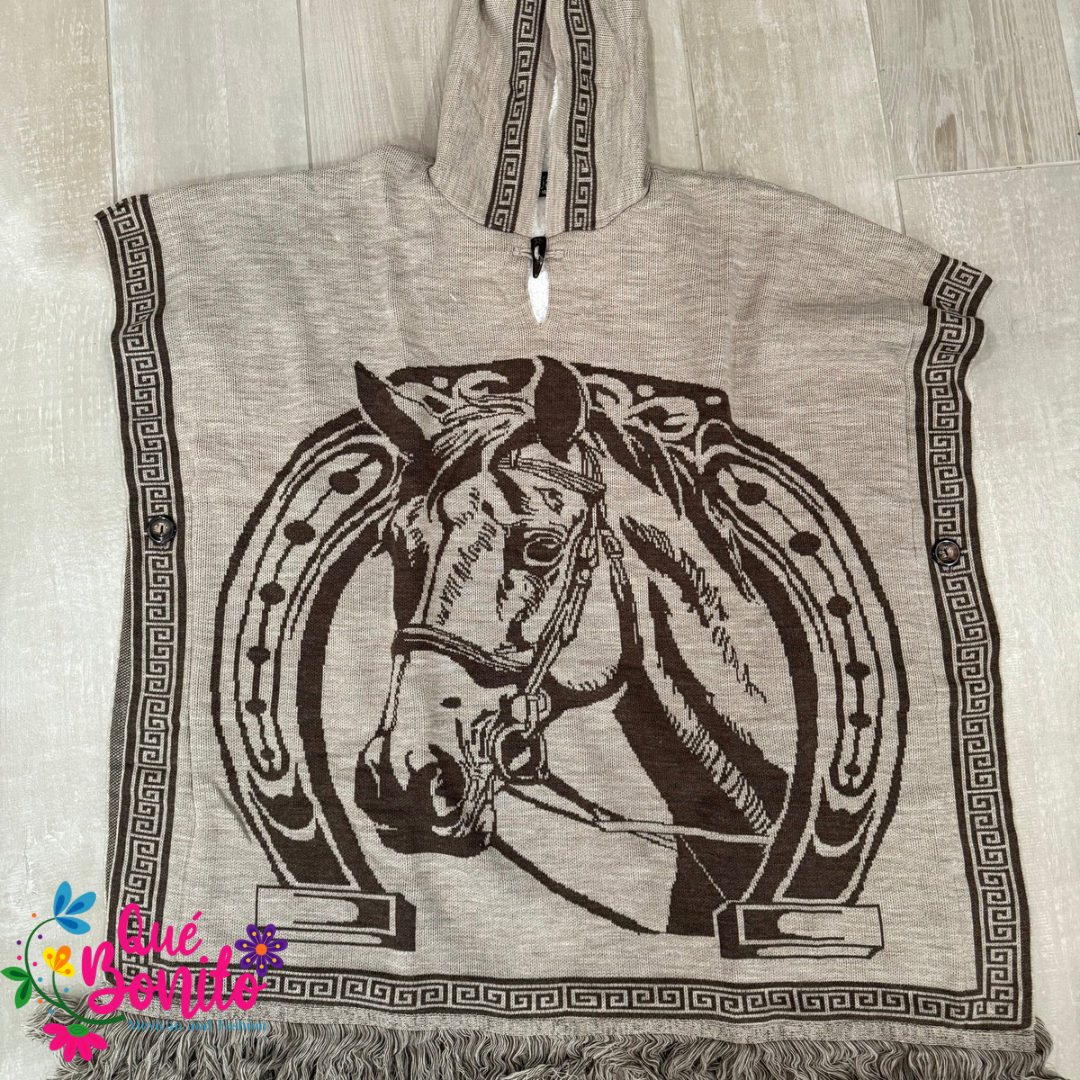 Horseshoe Fleeced Poncho Unisex Onesize