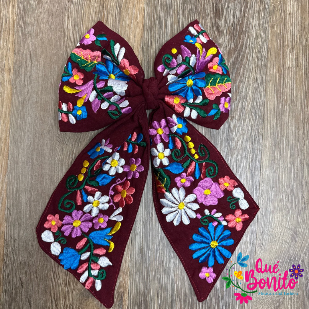 Large Embroidered Bow with Clip