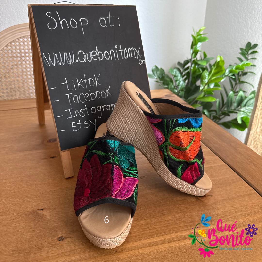 Marina Embroidered Heel  Que Bonito Mexican and Fashion