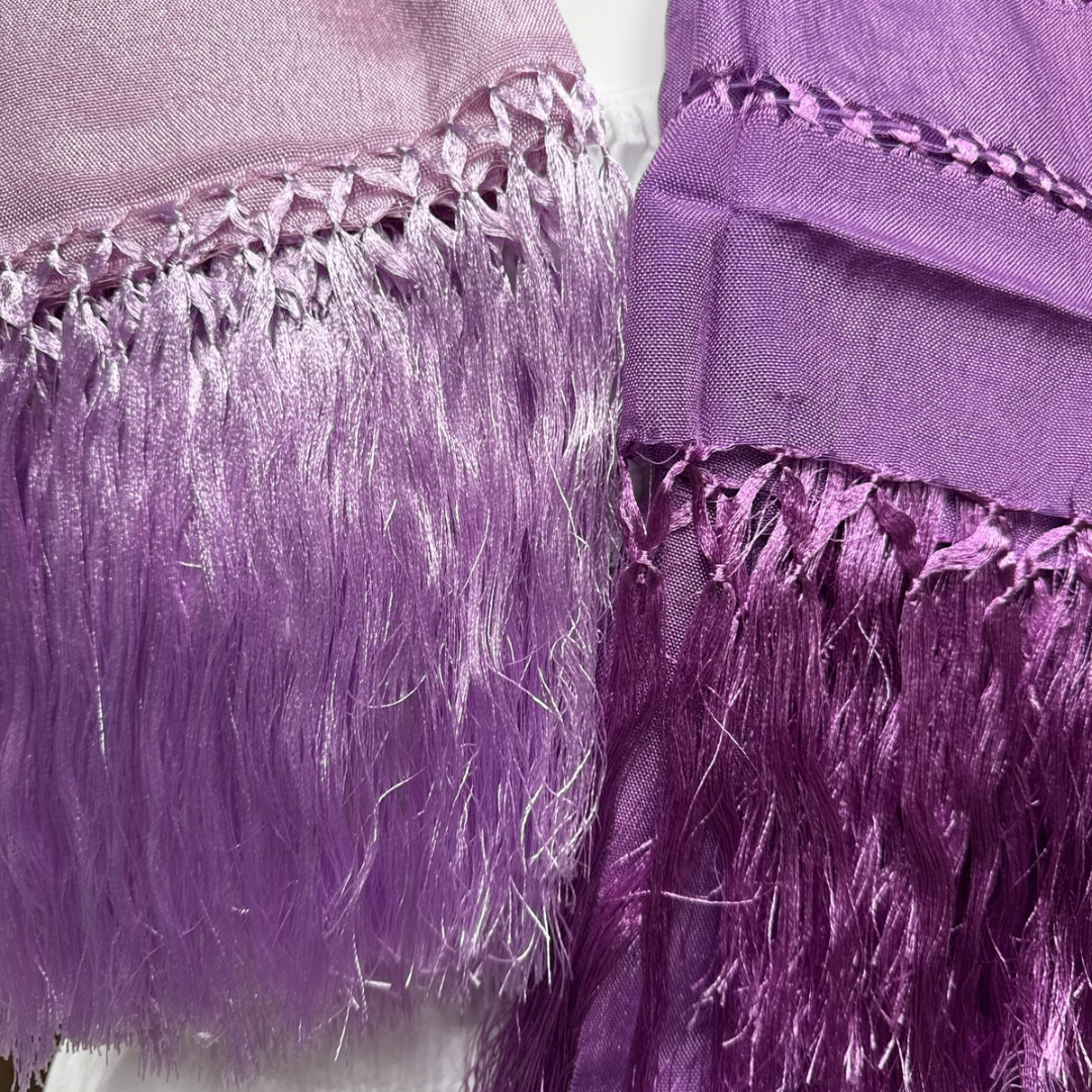 Traditional Mexican Silky Shawl  with Fringes on Both Sides.