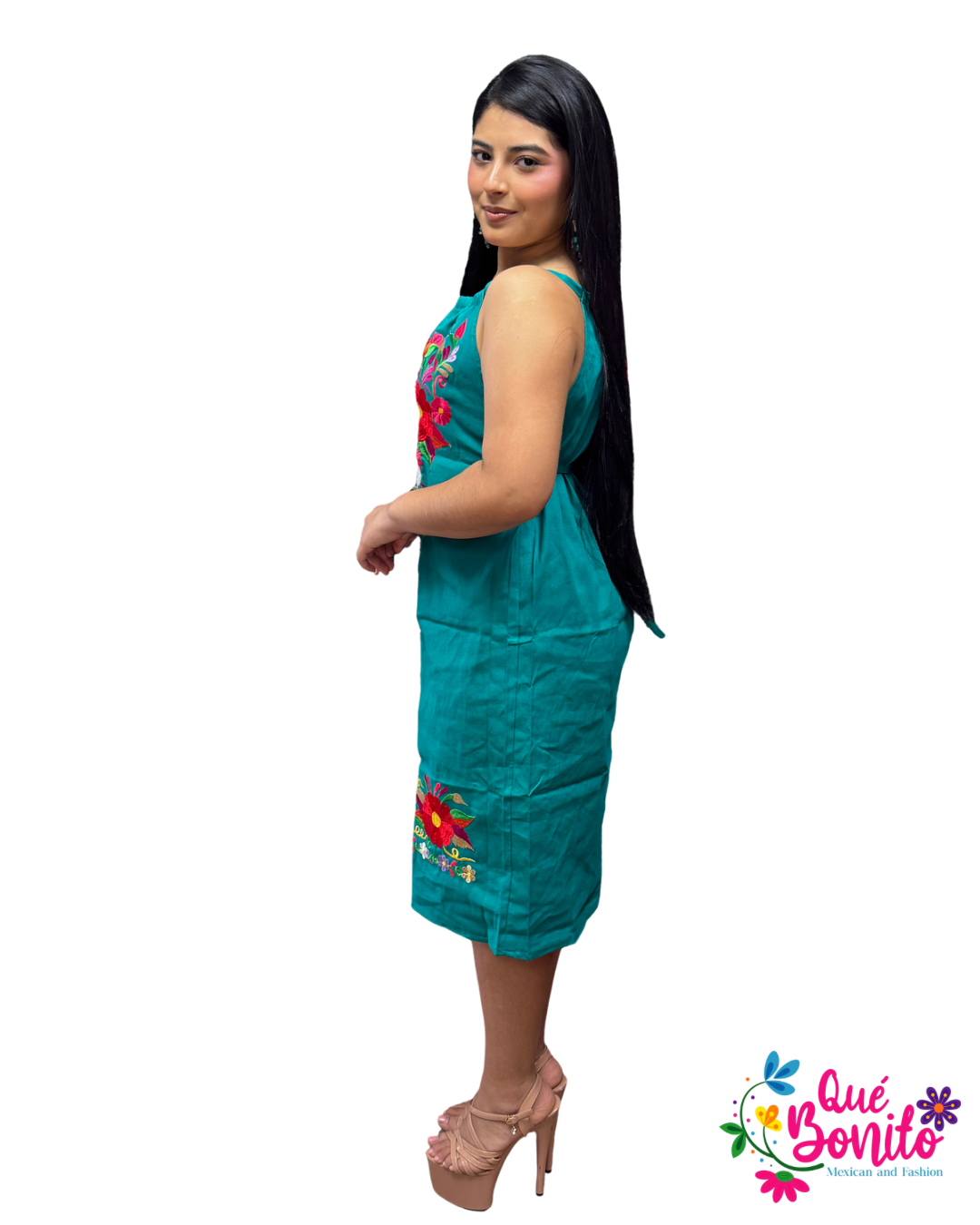 Halter Style Embroidered Dress with Adjustable Straps