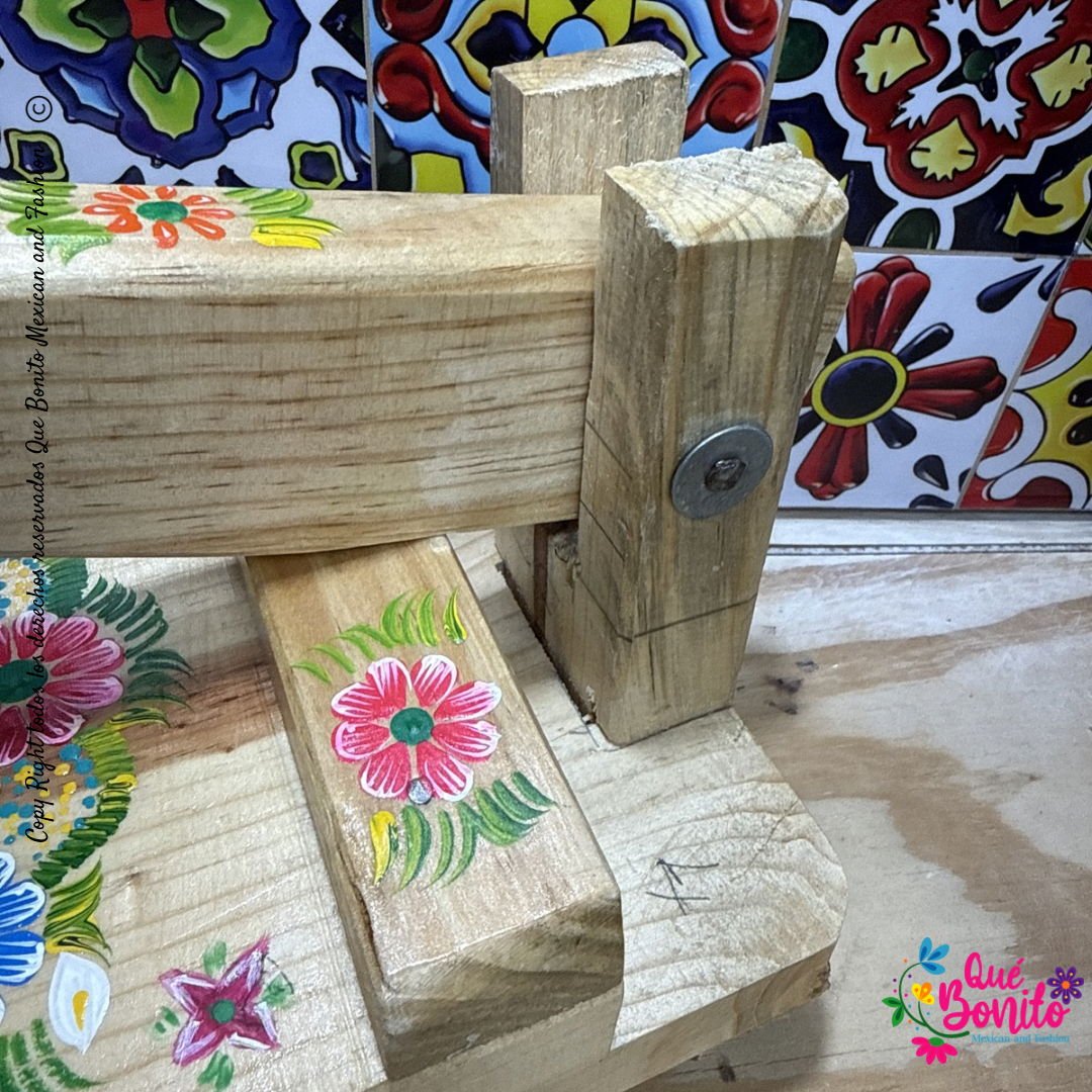 Tortillera Press Wood Hand Painted