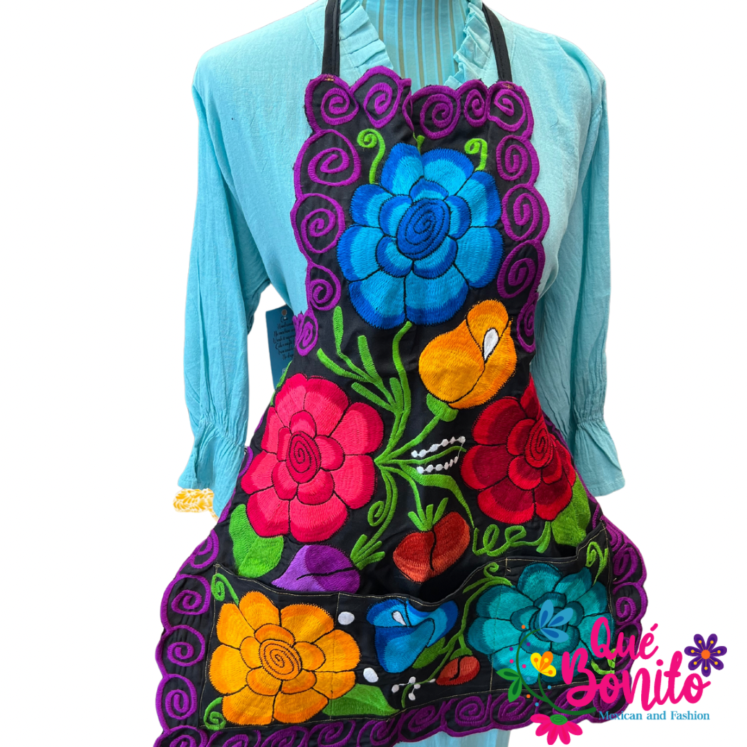 Floral Apron Embroidered Que Bonito Mexican Fashion