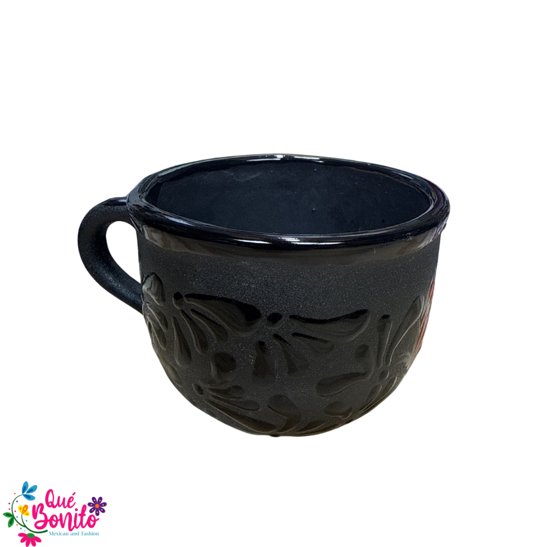 Traditional Cup for Hot Chocolate, Coffe or Tea Handcrafted Lead Free Black Color Monarch Butterfly