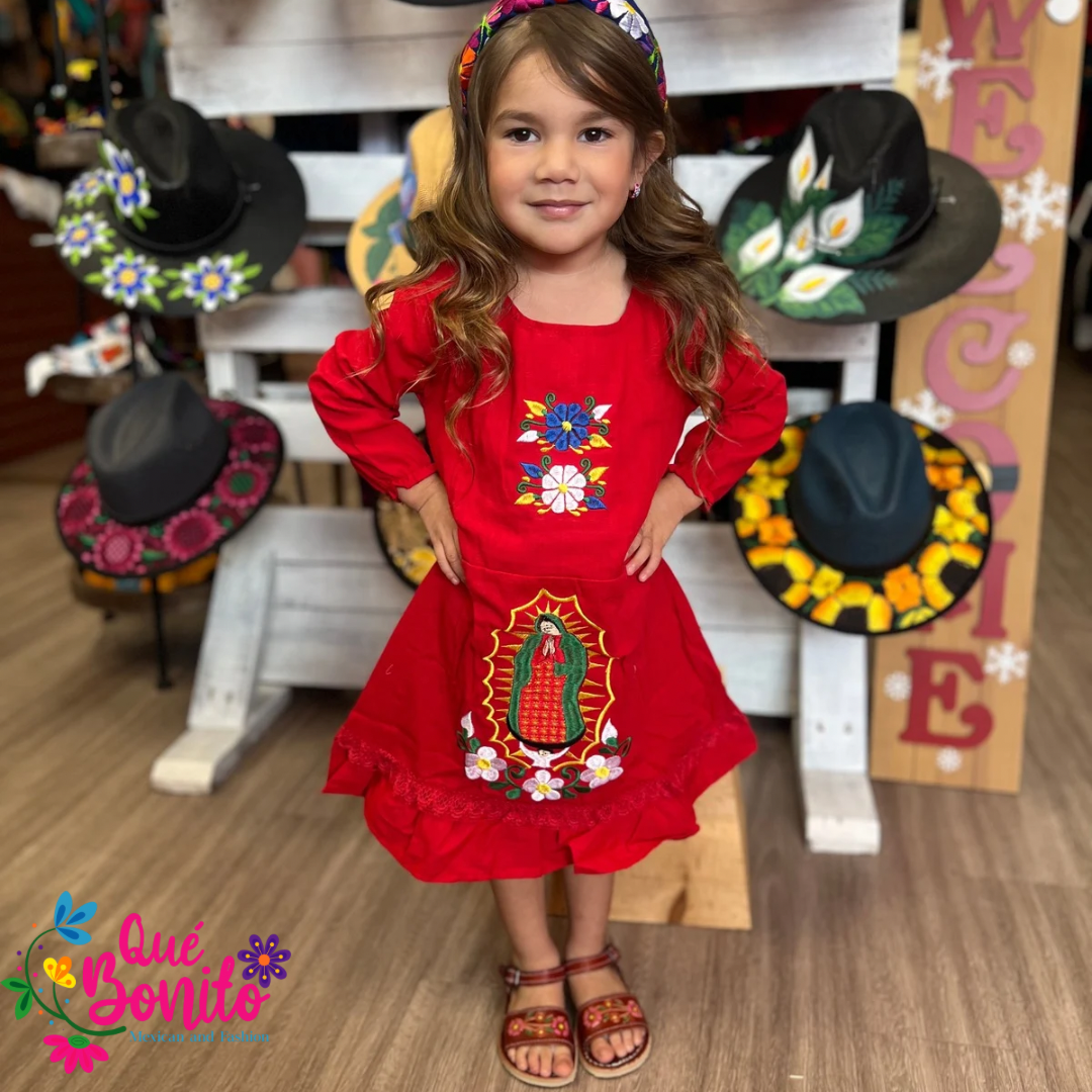 Dress Traditional with Embroidery Guadalupana Image all sizes