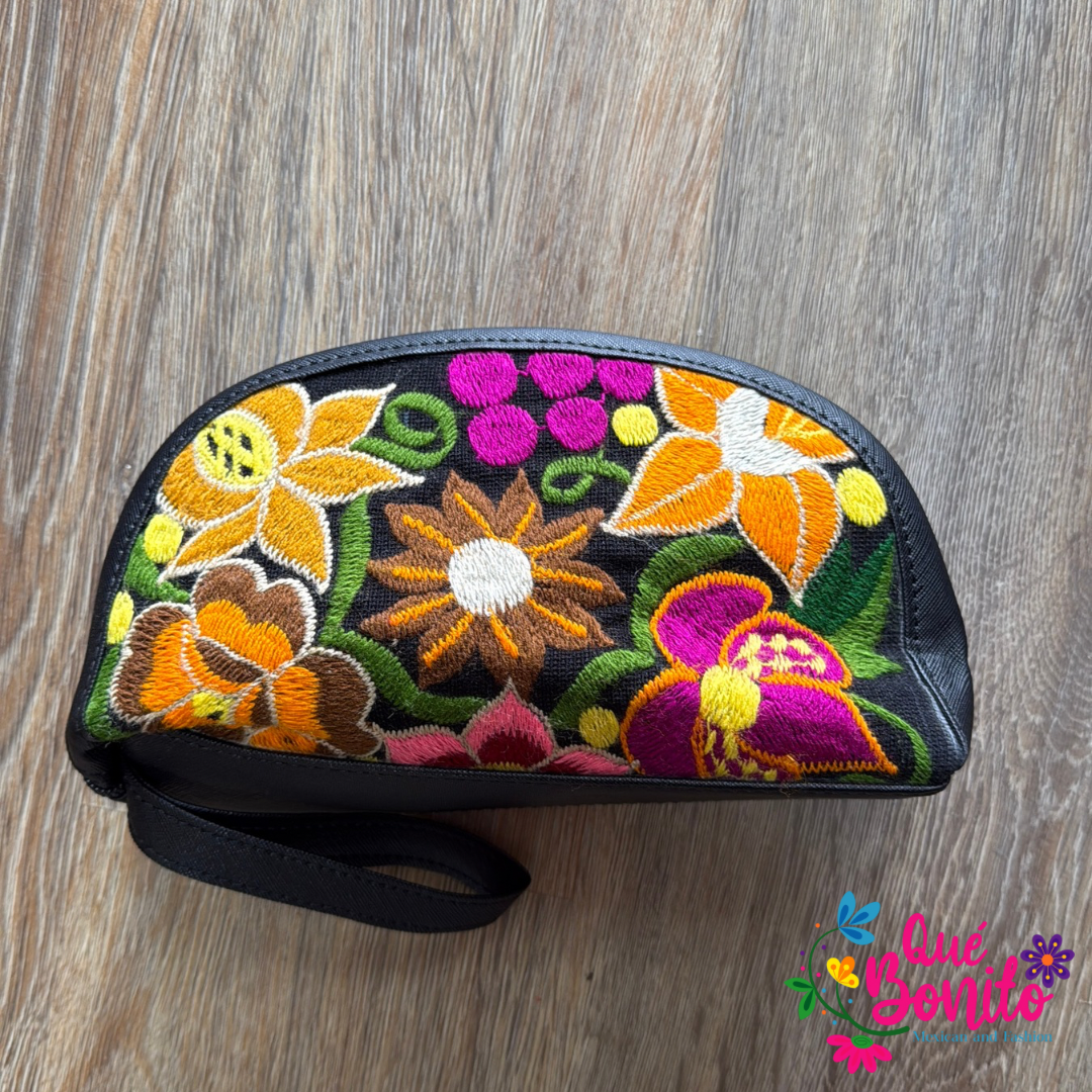 Make Up Bag Embroidered with Zipper