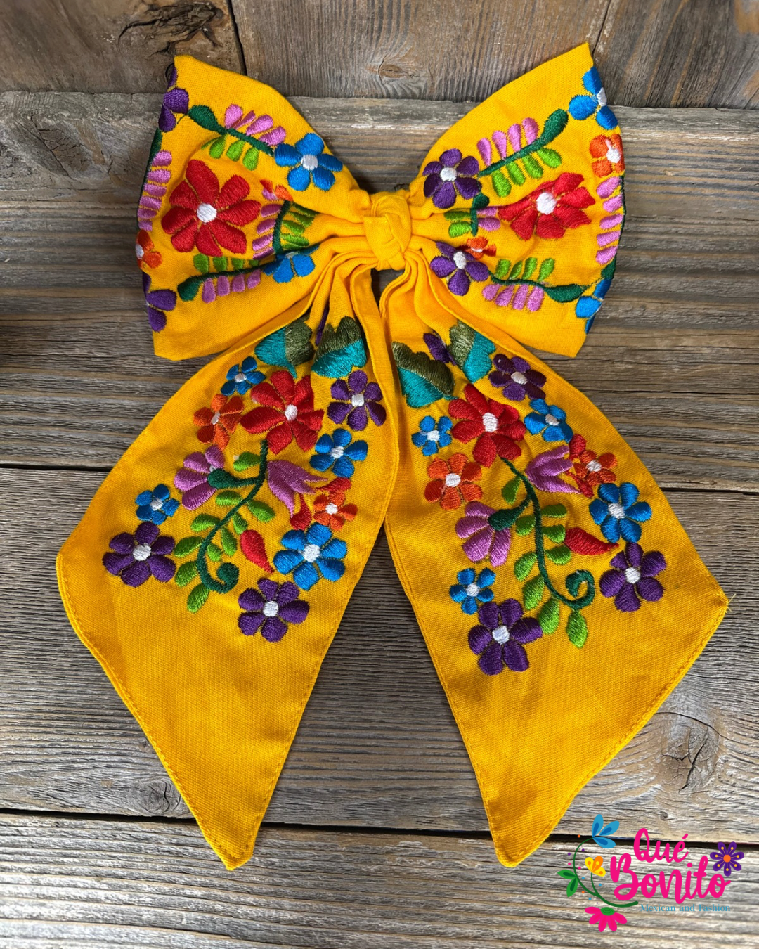 Large Embroidered Bow with Clip