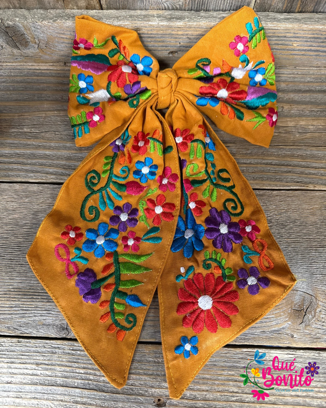 Large Embroidered Bow with Clip