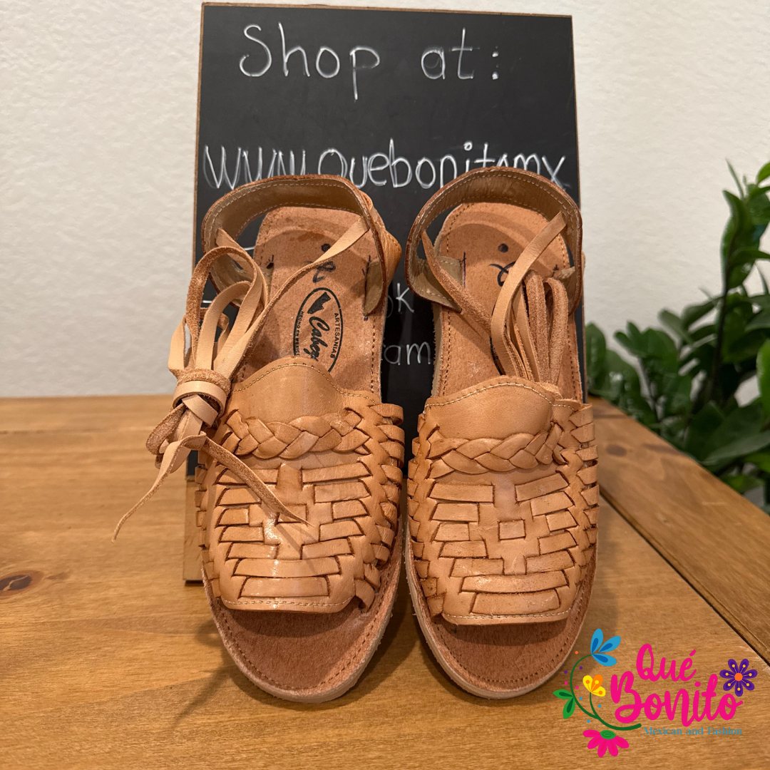Indira Huaraches Ligth beige Que Bonito Mexican and Fashion