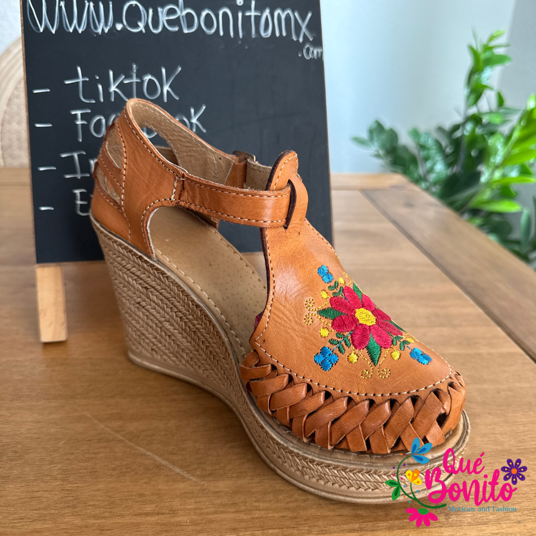 Favorite Wedge Pink Embroidered Flower
