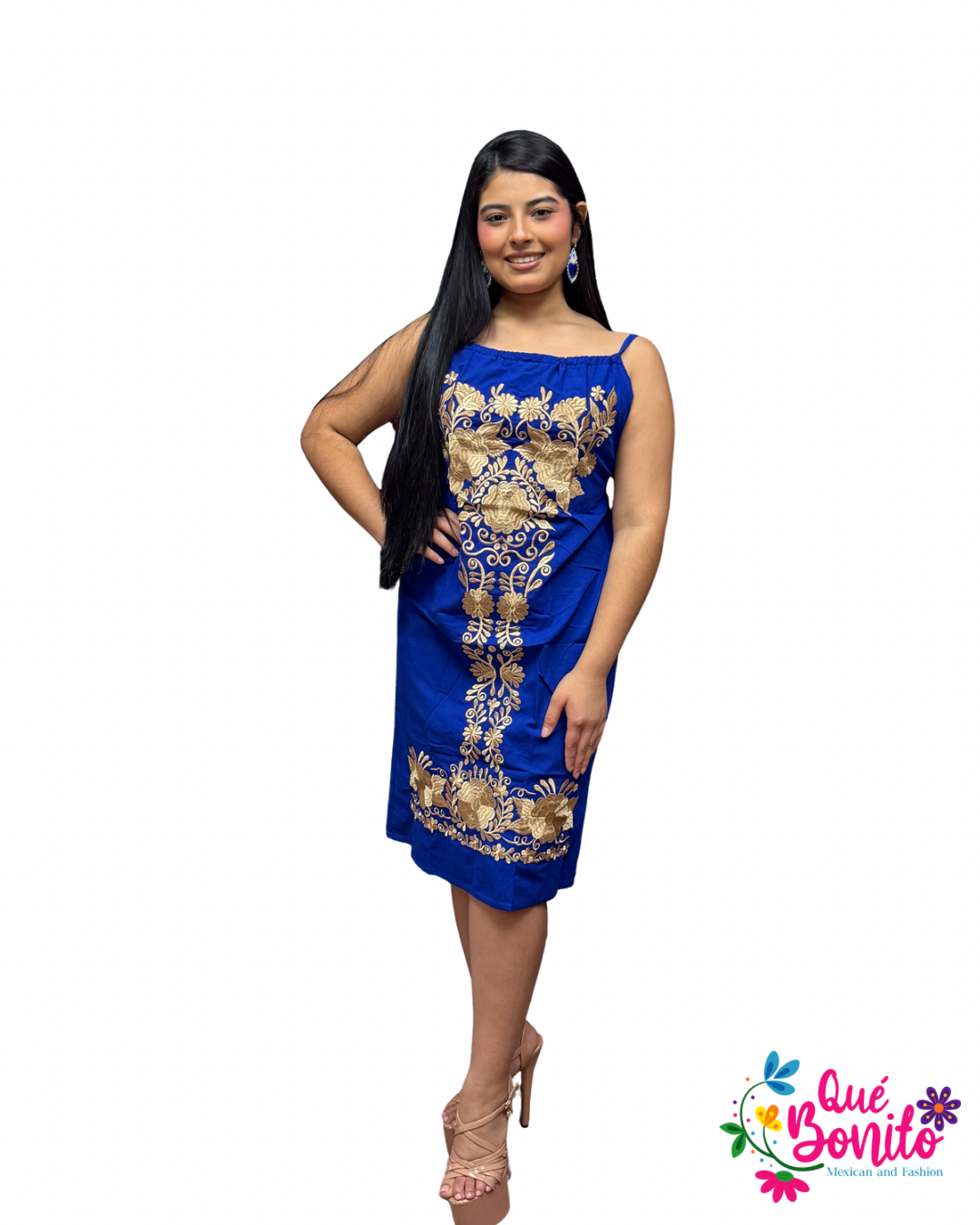 Halter Style Embroidered Dress with Adjustable Straps