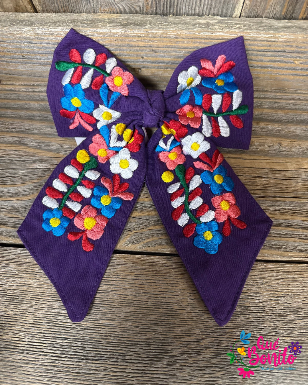 Embroidered Medium Bow with Clip