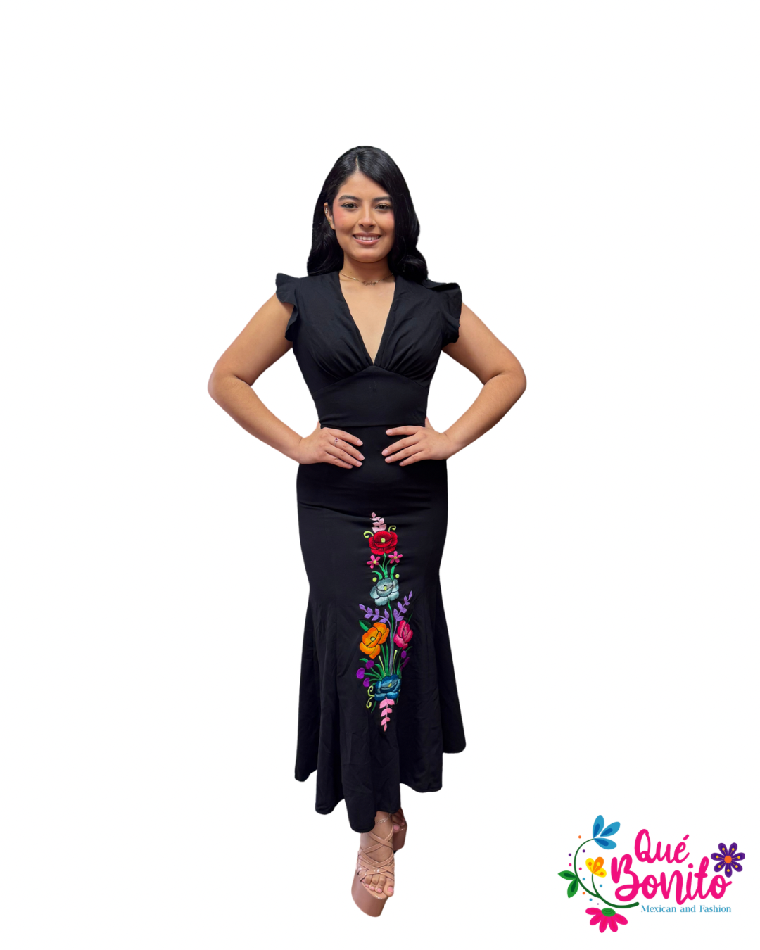 Stretch Fiesta Dress with Embroidery