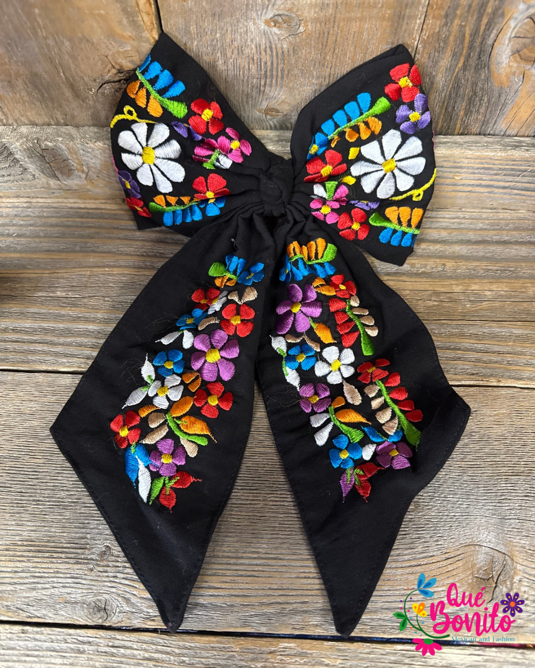 Large Embroidered Bow with Clip