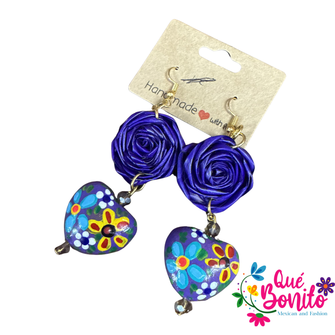 Earrings Floral Hand Crafted with Stainless Steel Hook.