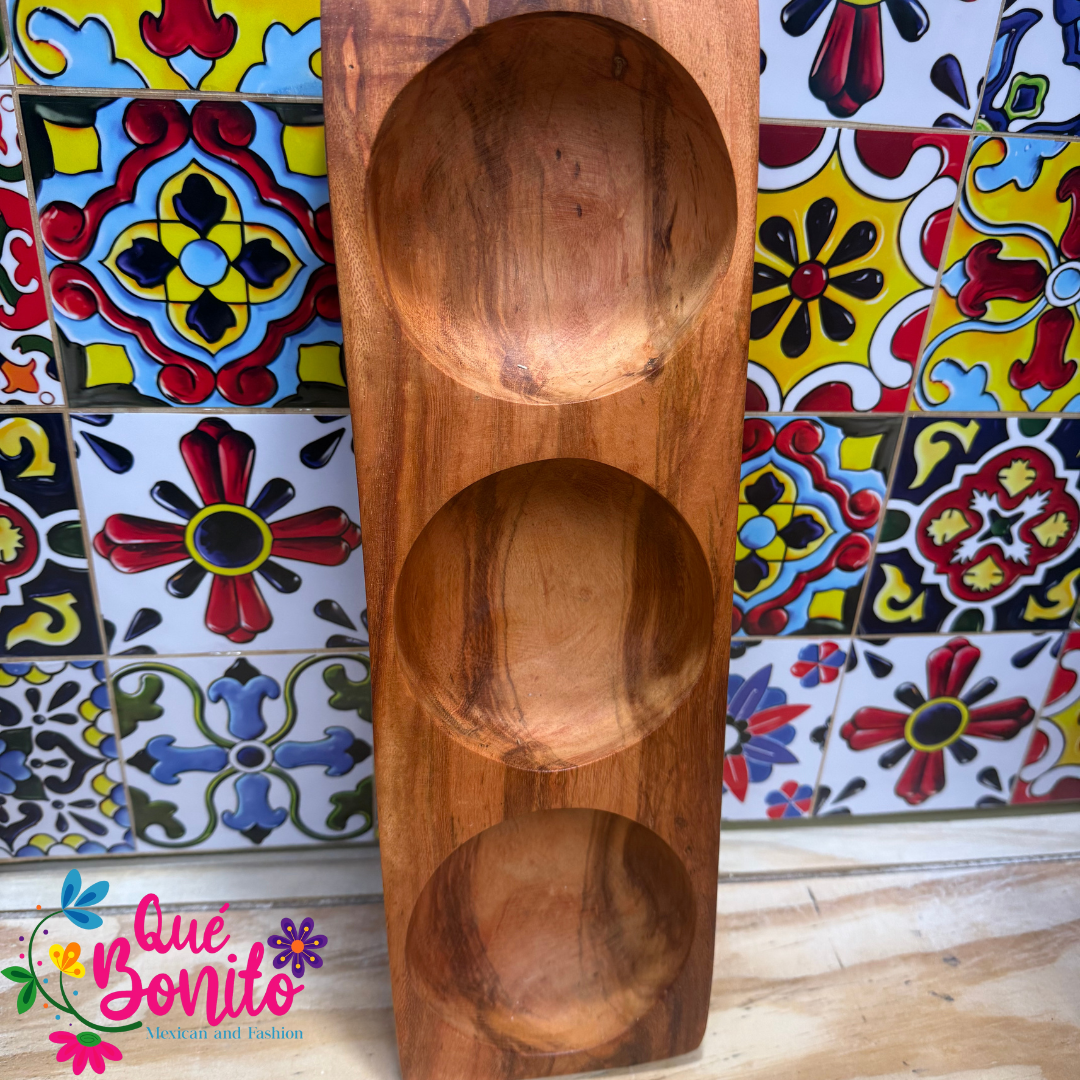 Wood Recipient for Salsa or Snacks Hand Crafted.