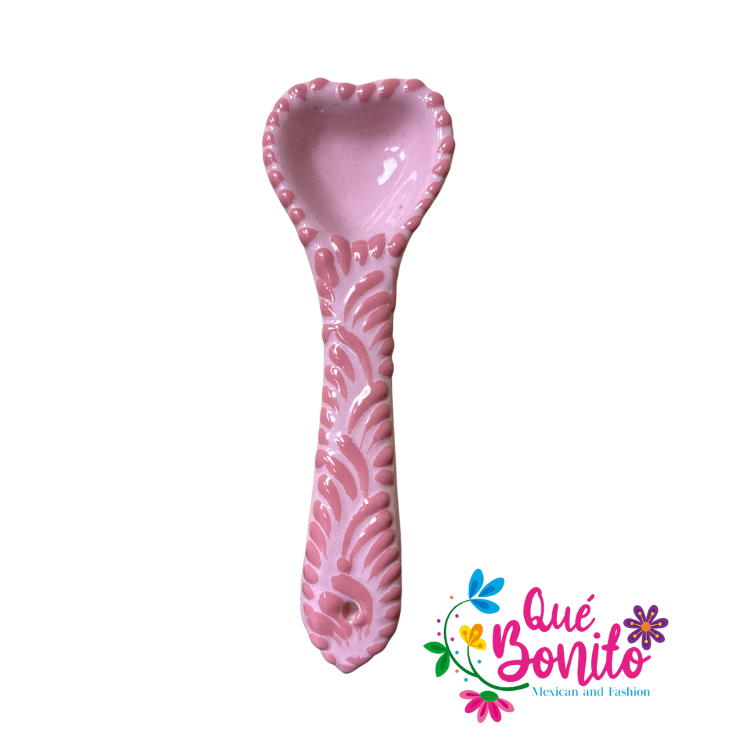 Measuring Heart Spoon Pink Talavera  Hand Crafted
