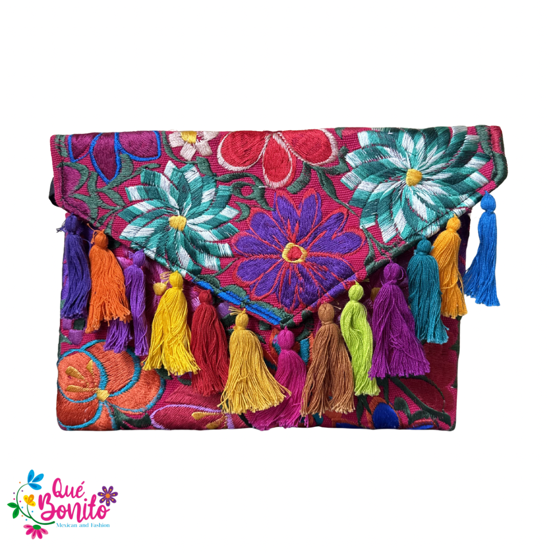 Embroidered Crossbody clutch Que Bonito Mexican and Fashion