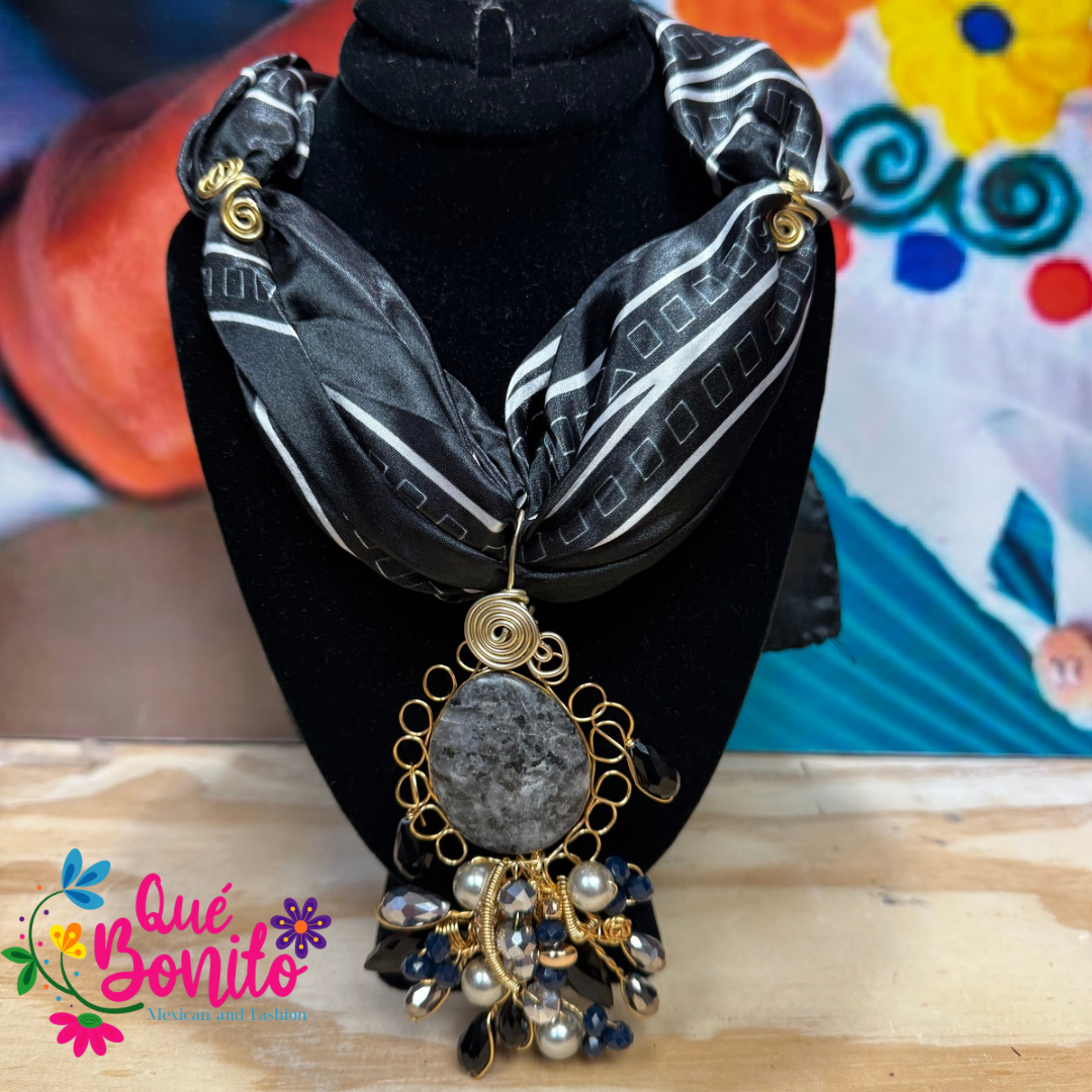 Necklace Set Different Colors and Styles Hand Crafted with Stones Wire Technique.